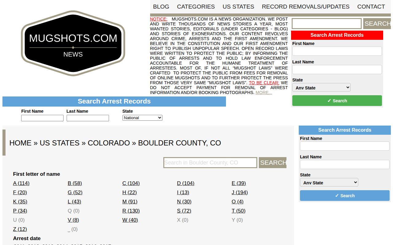 Unofficial historic Boulder County mugshot archive page